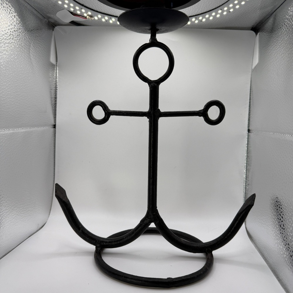 Unbranded Anchor Candle Holder Home Decor OS Black Wrought Iron Nautical Rustic